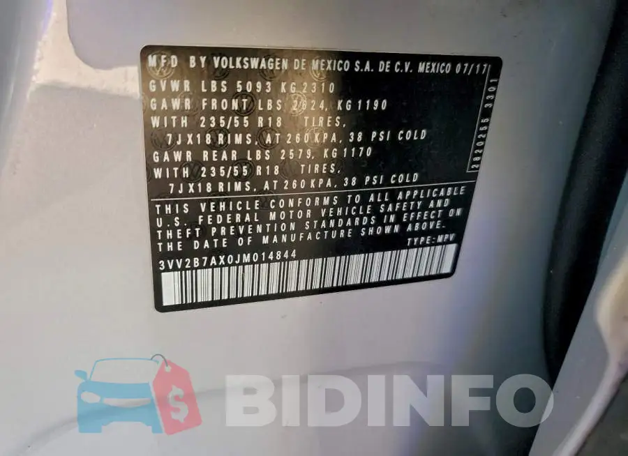3VV2B7AX0JM014844 Photo# 14