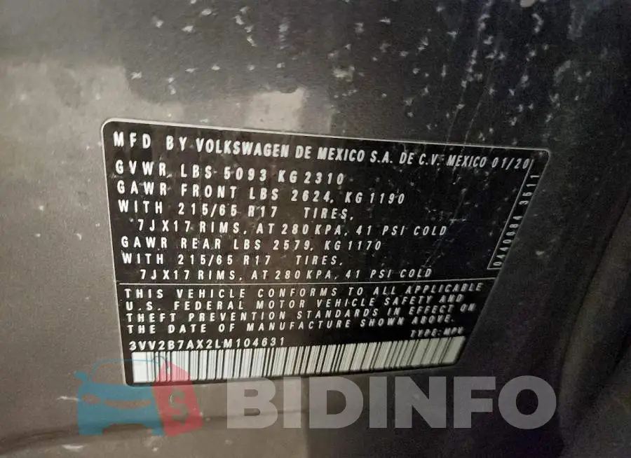 3VV2B7AX2LM104631 Photo# 13