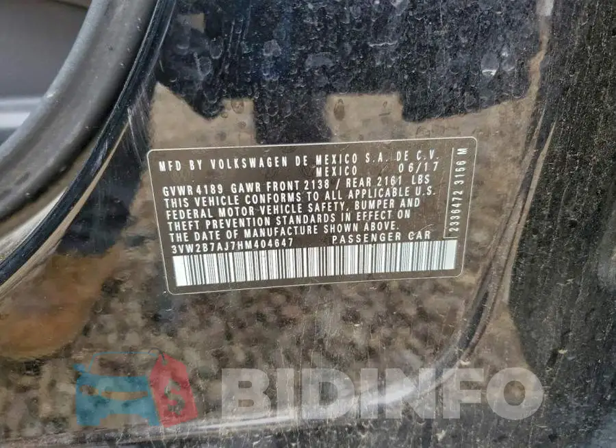 3VW2B7AJ7HM404647 Photo# 12