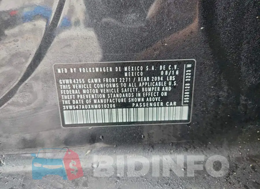 3VW547AUXHM010206 Photo# 13