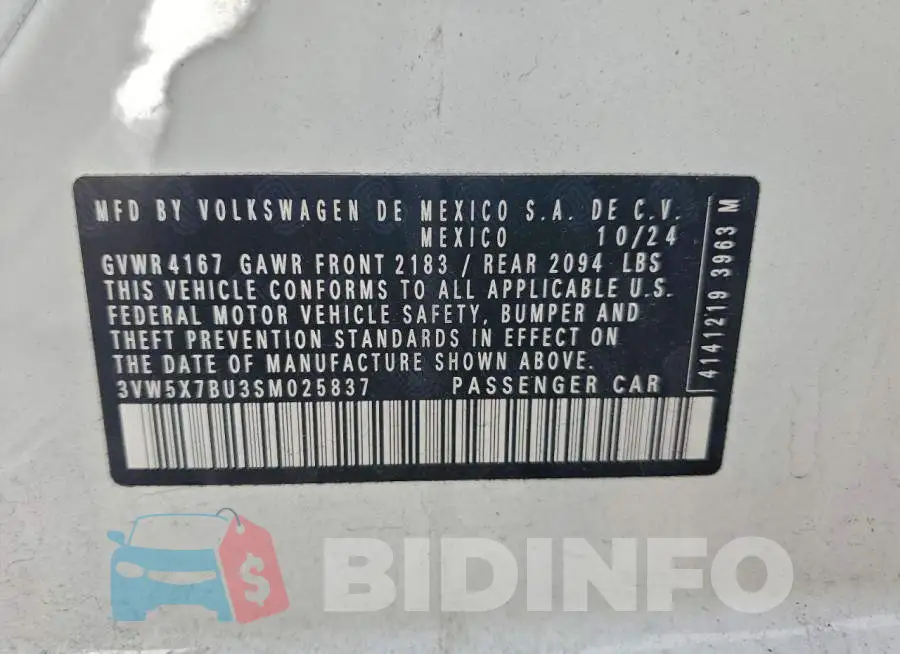3VW5X7BU3SM025837 Photo# 12