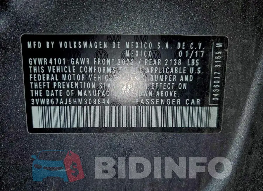 3VWB67AJ5HM308844 Photo# 13