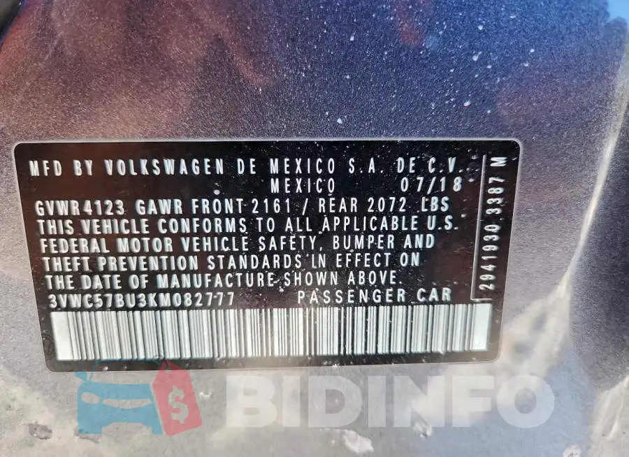 3VWC57BU3KM082777 Photo# 12