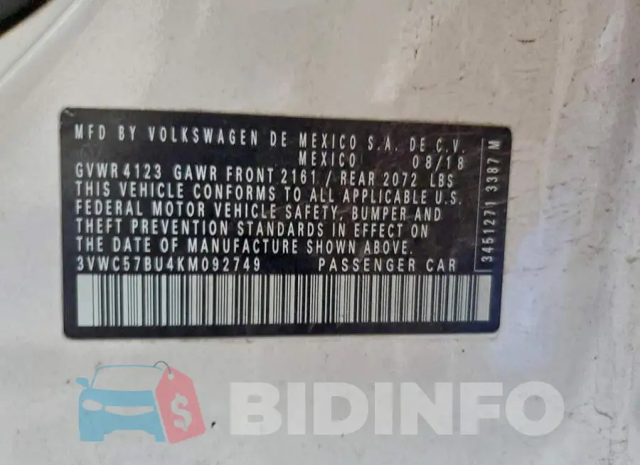3VWC57BU4KM092749 Photo# 12