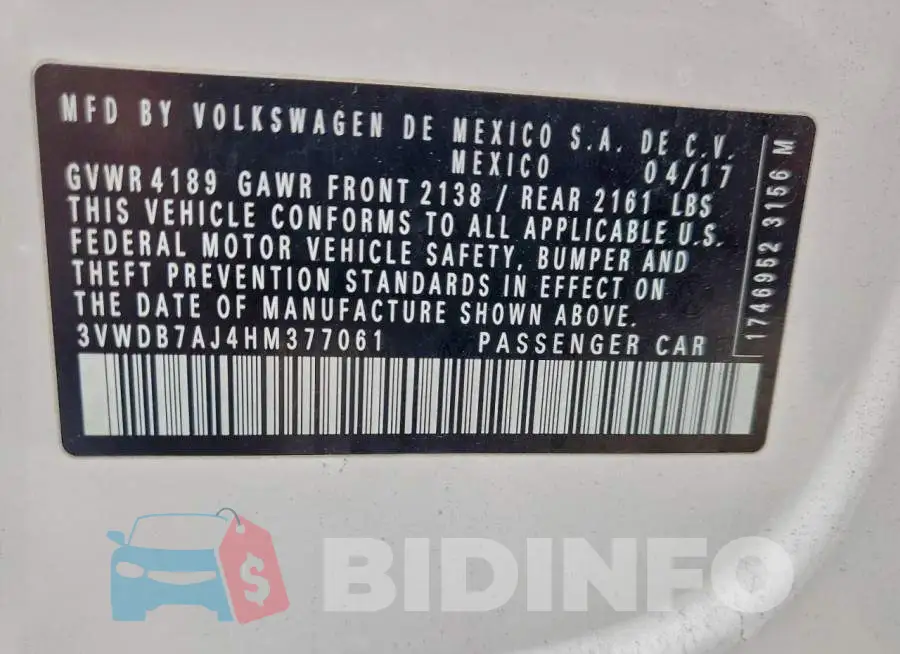 3VWDB7AJ4HM377061 Photo# 12