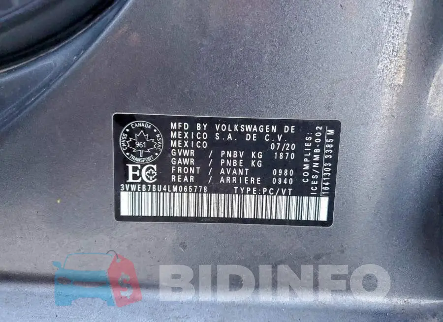 3VWEB7BU4LM065778 Photo# 12