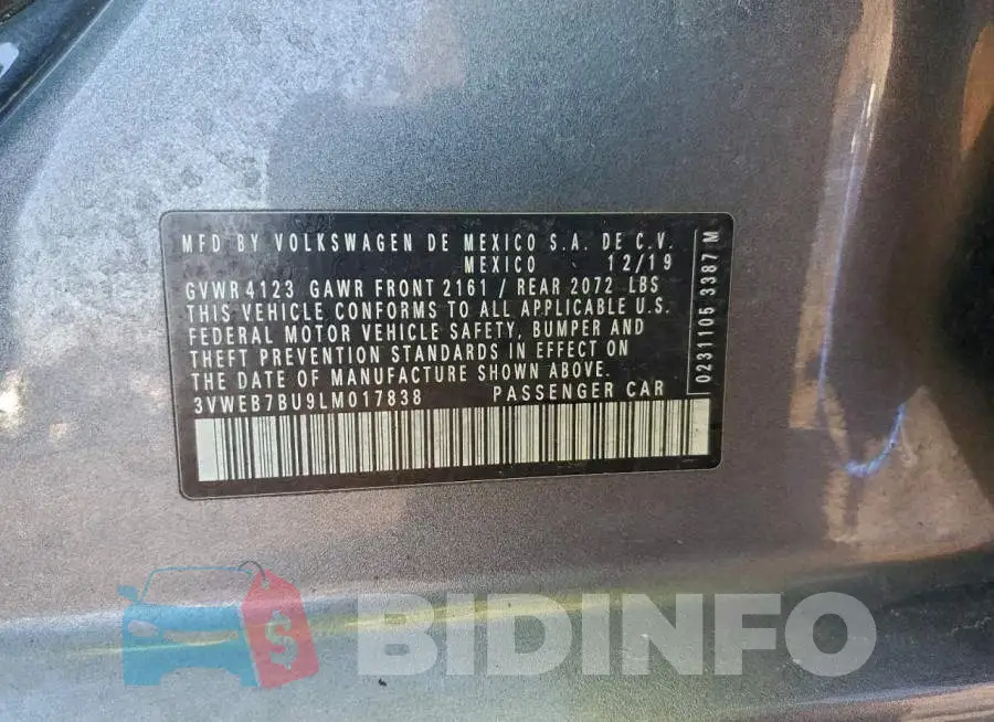 3VWEB7BU9LM017838 Photo# 12