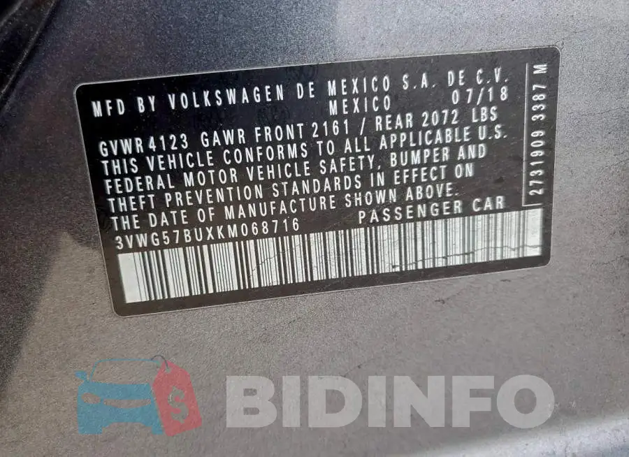 3VWG57BUXKM068716 Photo# 12