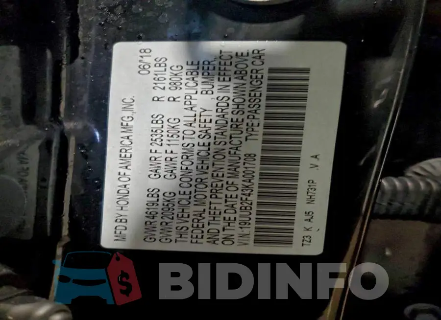 19UUB2F43KA001708 Photo# 12