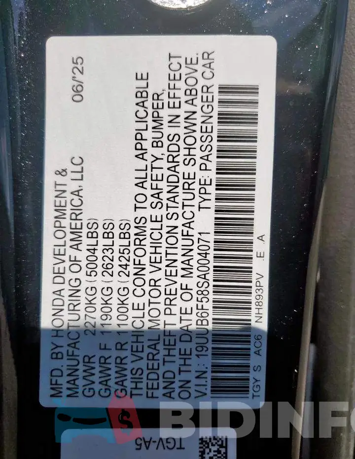 19UUB6F58SA004071 Photo# 12