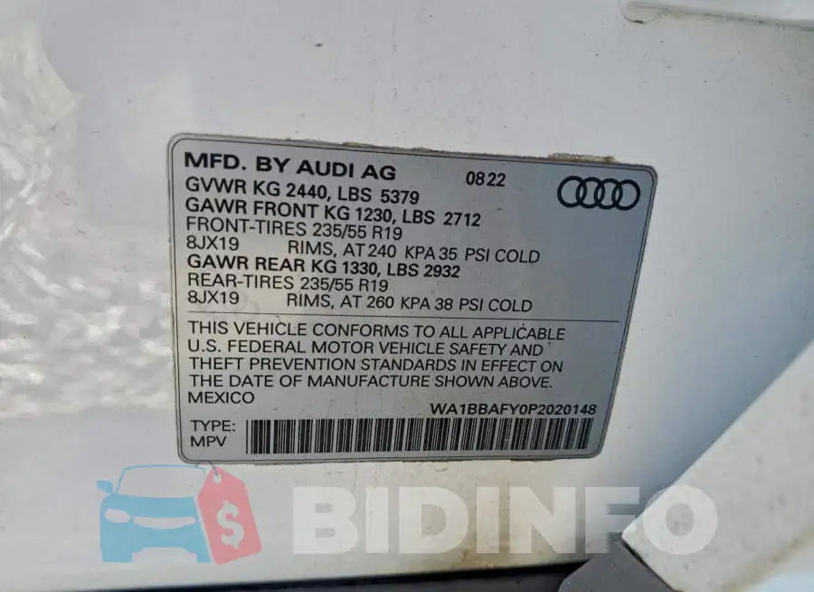 WA1BBAFY0P2020148 Photo# 14