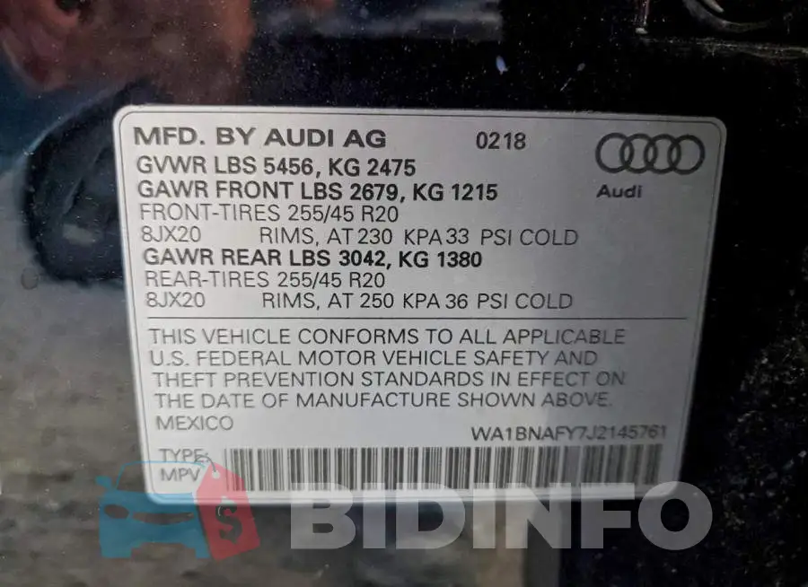 WA1BNAFY7J2145761 Photo# 14