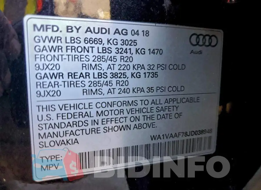 WA1VAAF78JD038948 Photo# 13