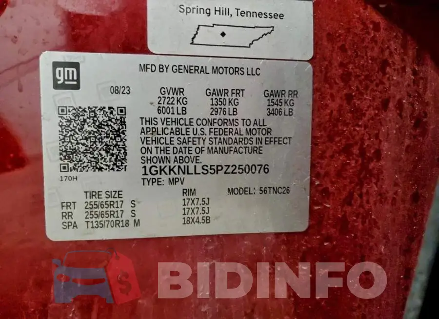 1GKKNLLS5PZ250076 Photo# 14