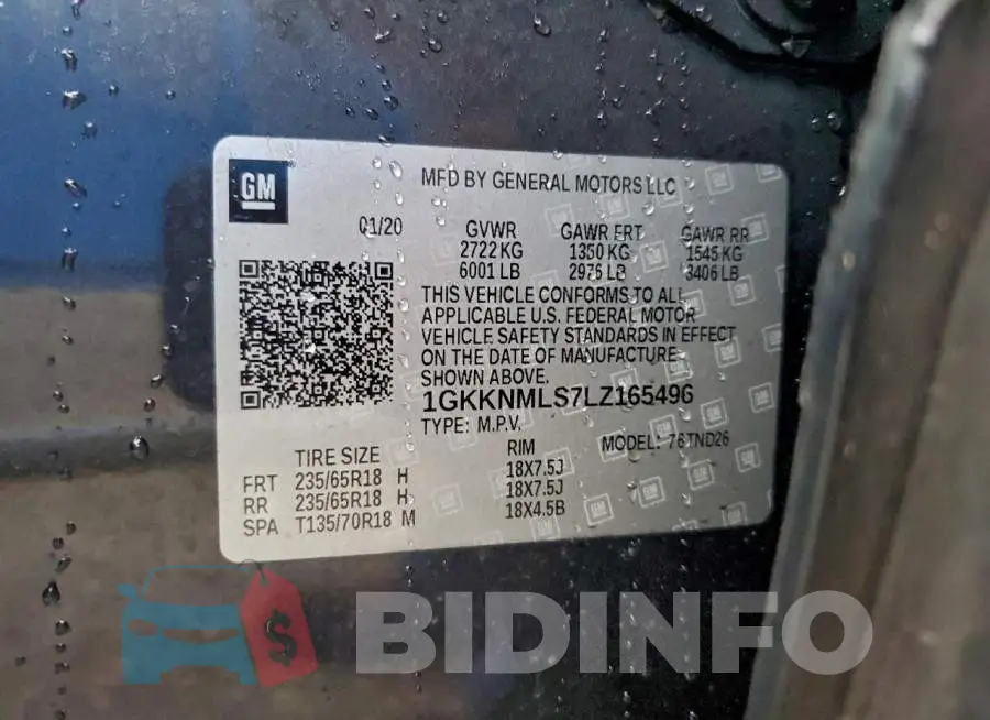 1GKKNMLS7LZ165496 Photo# 13