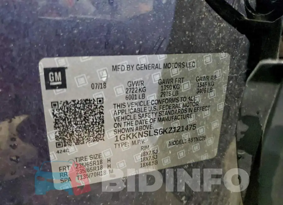 1GKKNSLS6KZ121475 Photo# 13