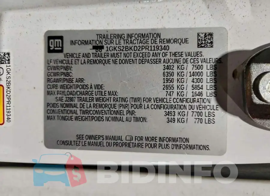 1GKS2BKD2PR119340 Photo# 13