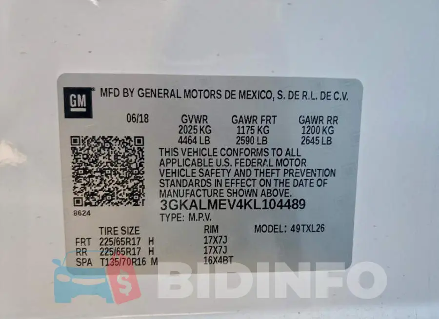 3GKALMEV4KL104489 Photo# 13