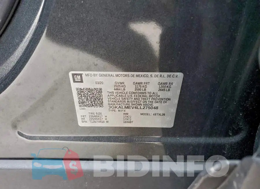 3GKALMEV4LL275048 Photo# 13