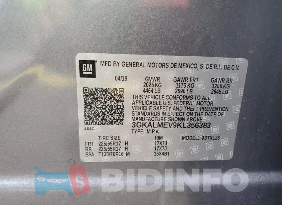3GKALMEV9KL356383 Photo# 13