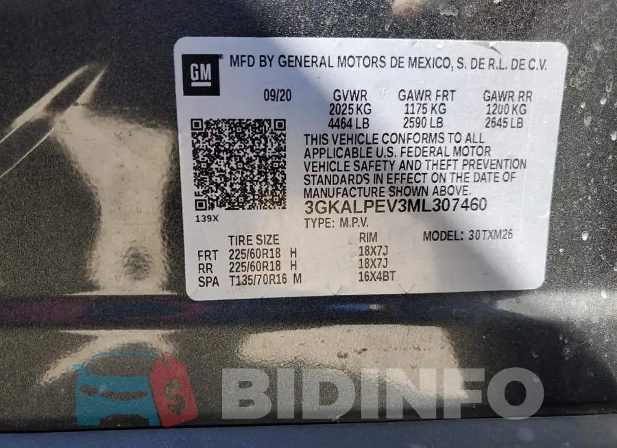 3GKALPEV3ML307460 Photo# 13