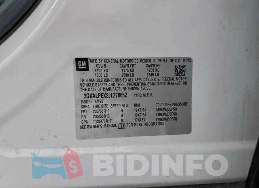 3GKALPEX2JL270852 Photo# 13