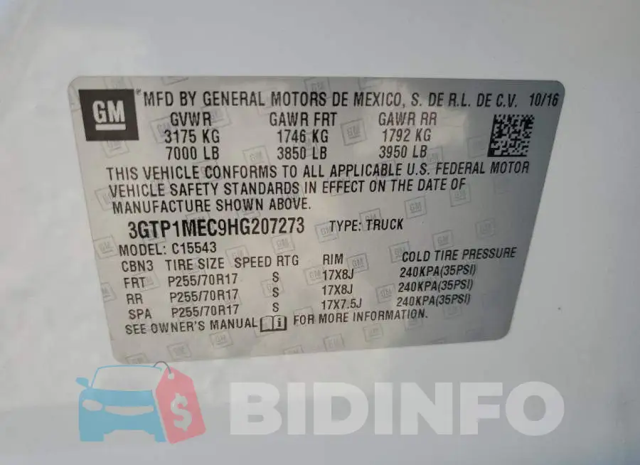 3GTP1MEC9HG207273 Photo# 12