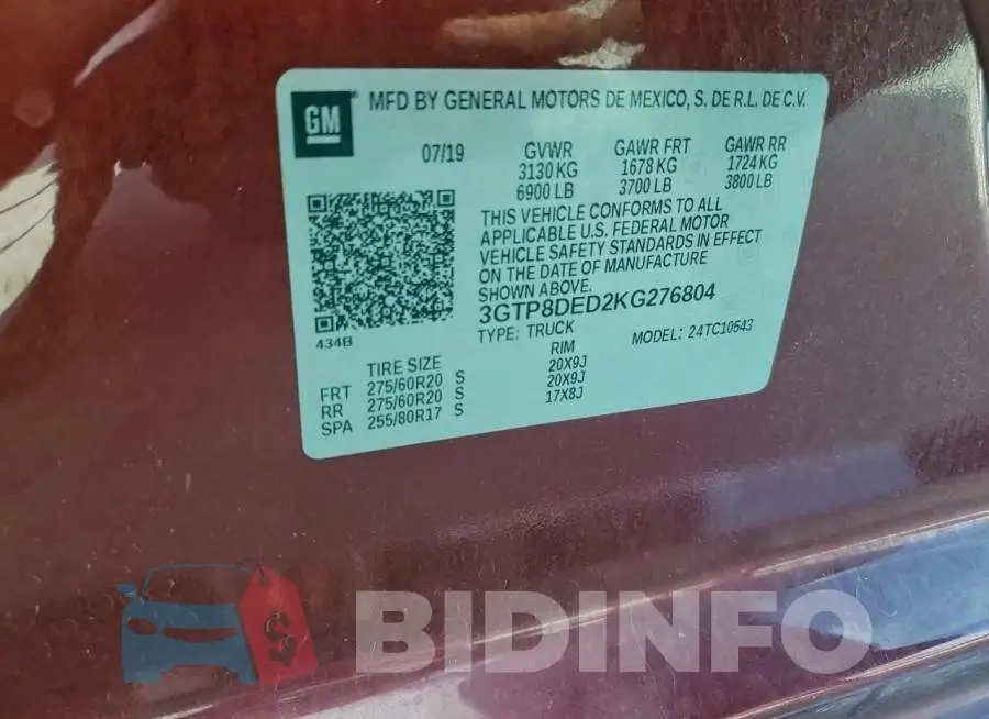 3GTP8DED2KG276804 Photo# 12