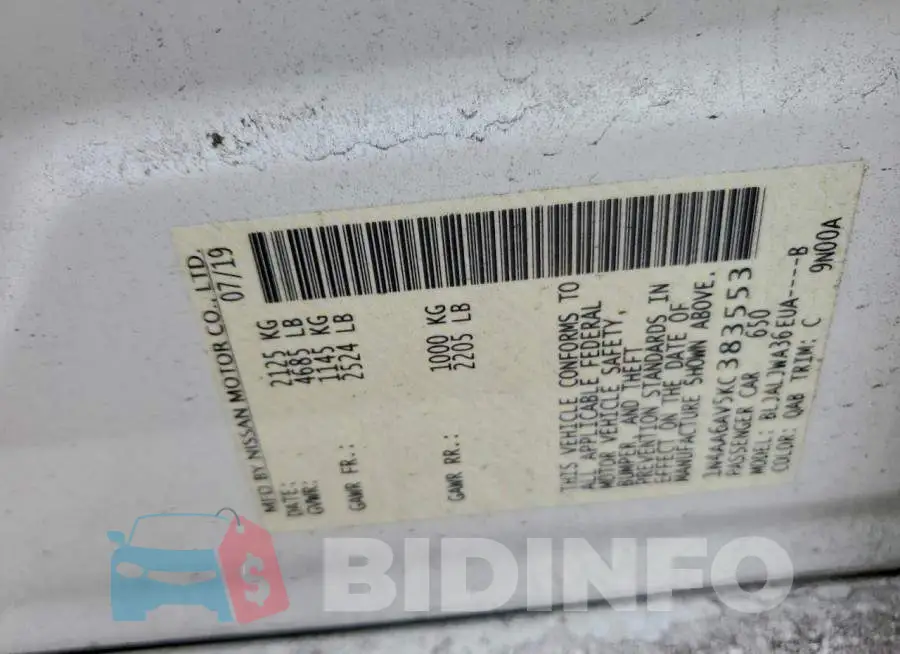 1N4AA6AV5KC383553 Photo# 12