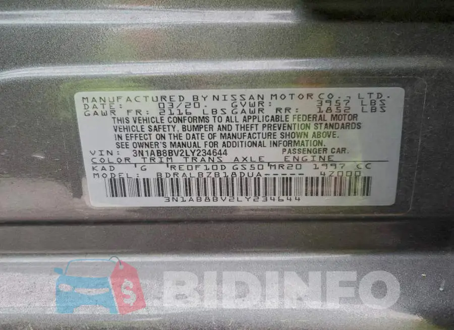 3N1AB8BV2LY234644 Photo# 13