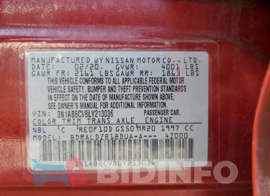 3N1AB8CV8LY213036 Photo# 12