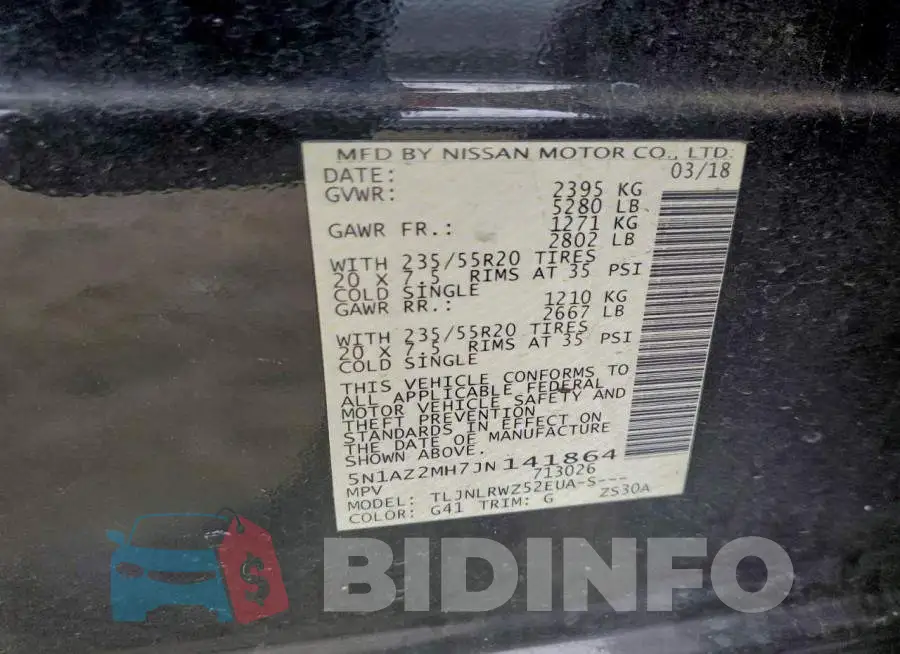 5N1AZ2MH7JN141864 Photo# 14