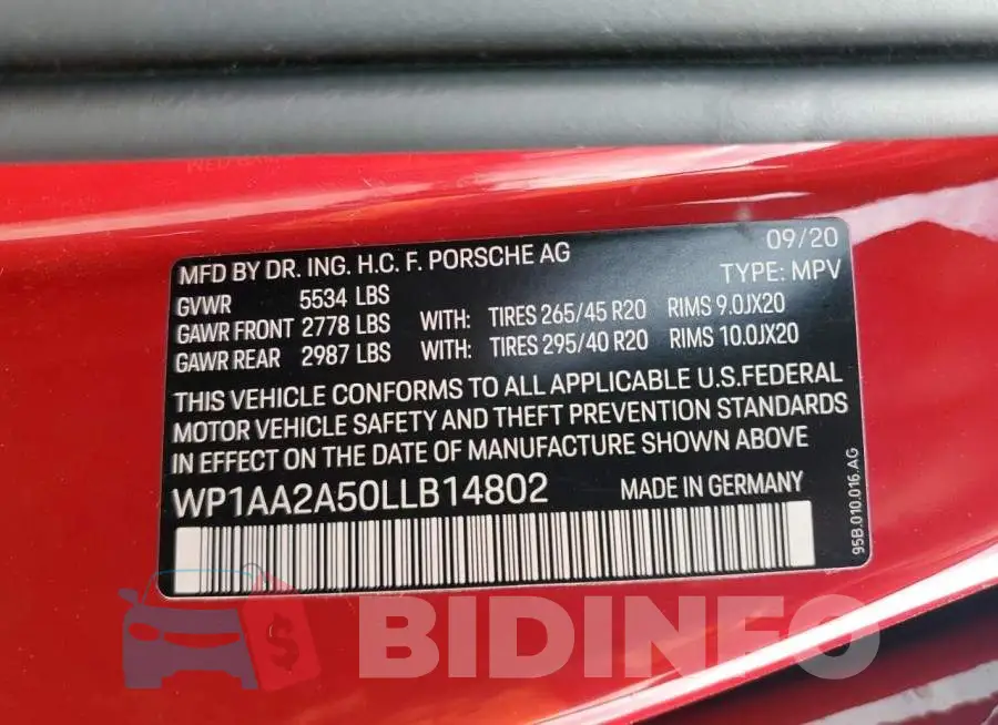 WP1AA2A50LLB14802 Photo# 12