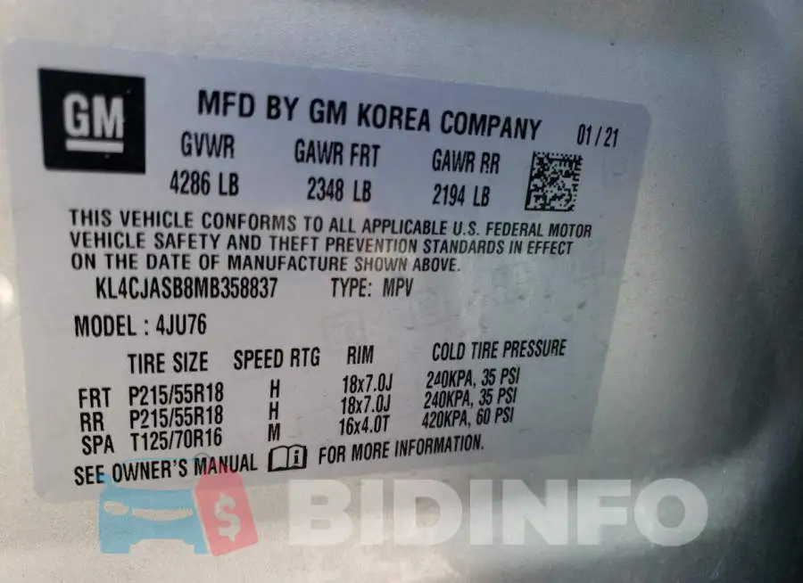 KL4CJASB8MB358837 Photo# 14