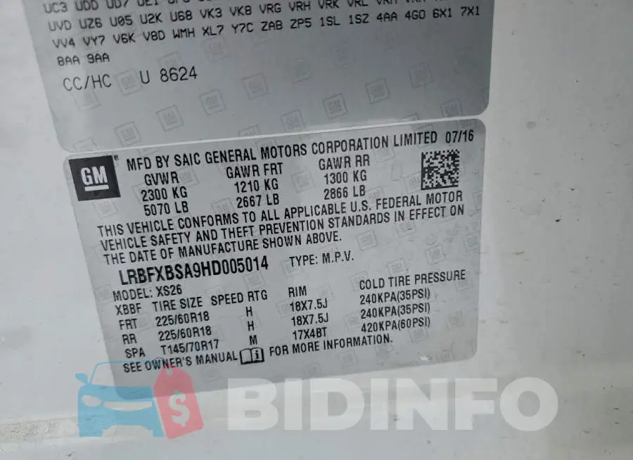 LRBFXBSA9HD005014 Photo# 13