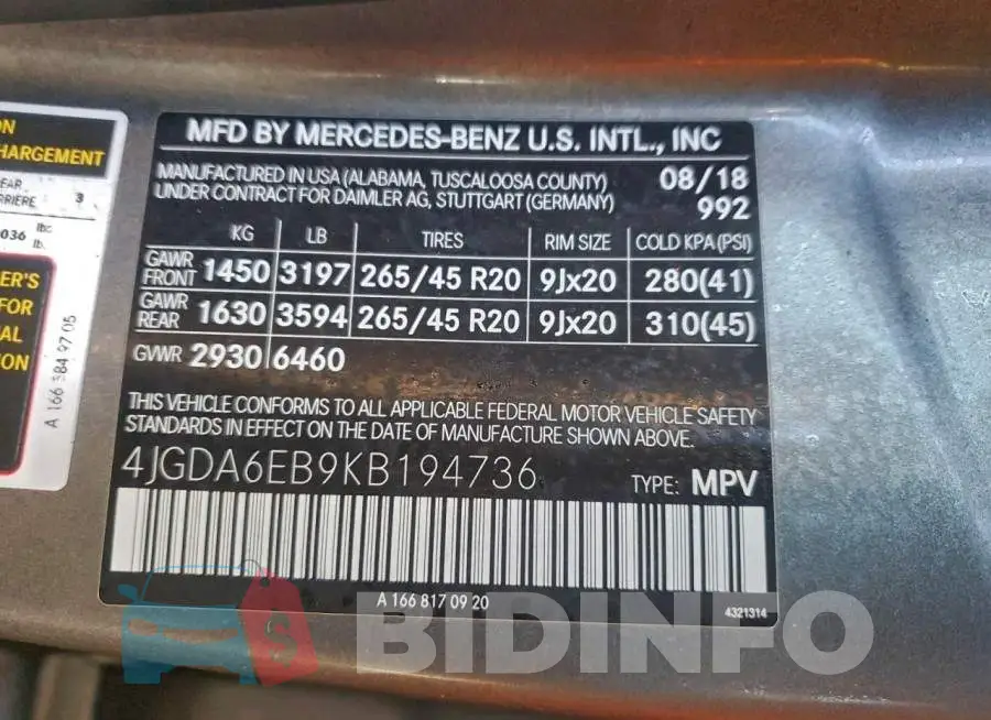 4JGDA6EB9KB194736 Photo# 13