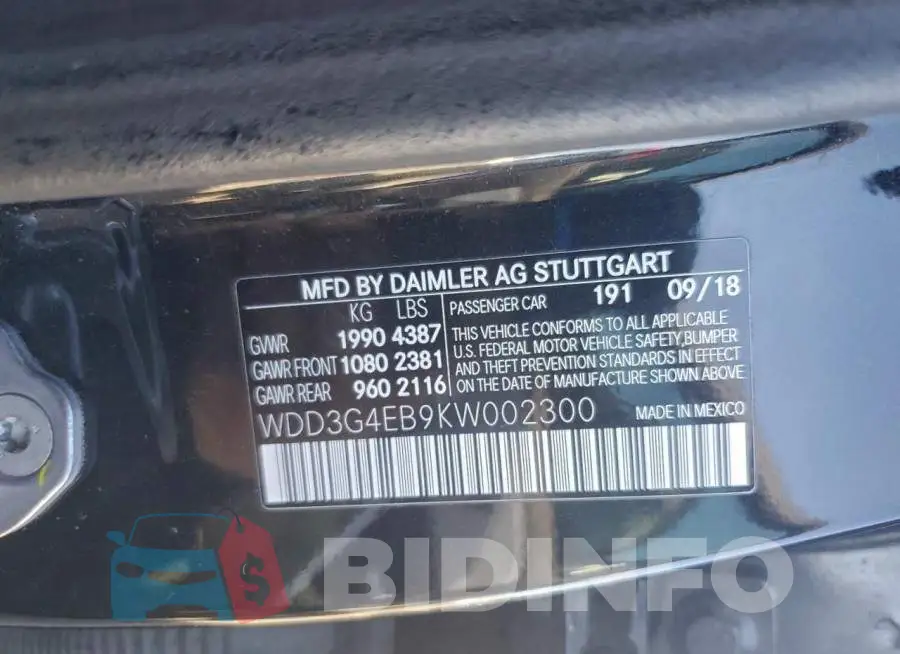 WDD3G4EB9KW002300 Photo# 12