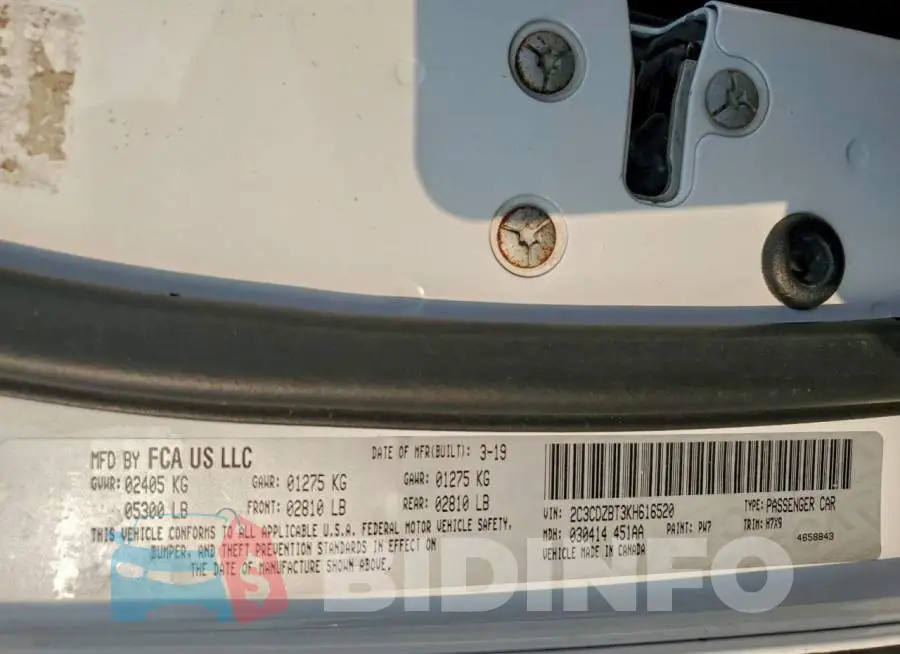 2C3CDZBT3KH616520 Photo# 13