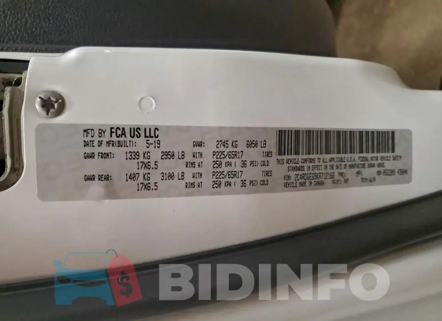 2C4RDGEG5KR712166 Photo# 13