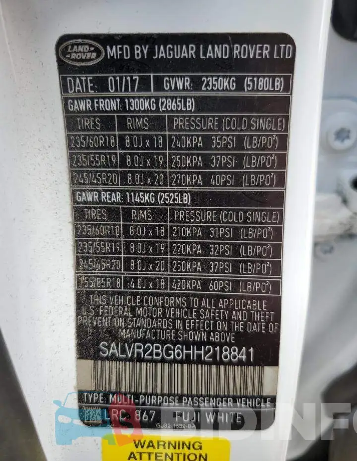 SALVR2BG6HH218841 Photo# 12