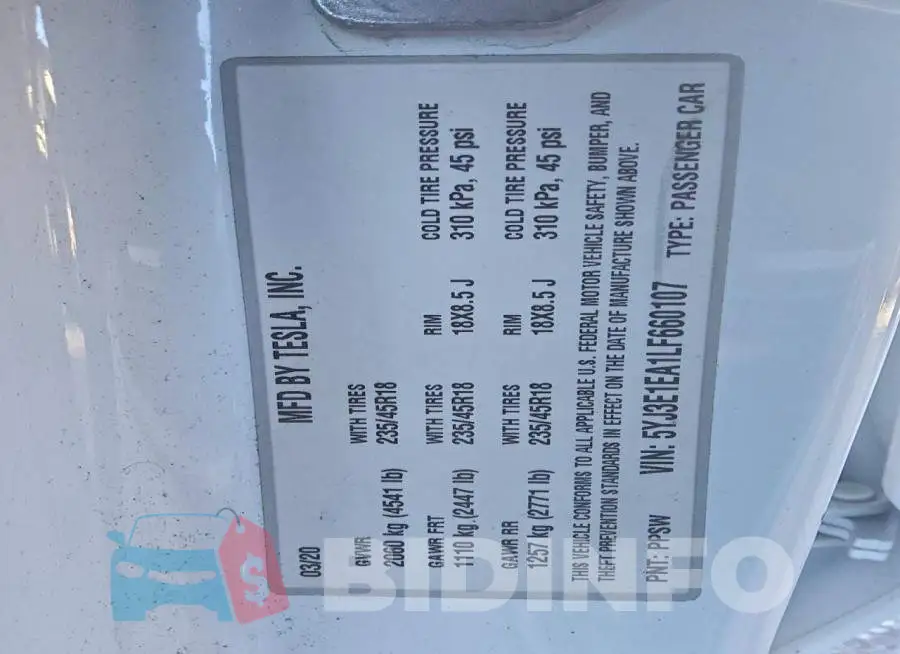 5YJ3E1EA1LF660107 Photo# 12