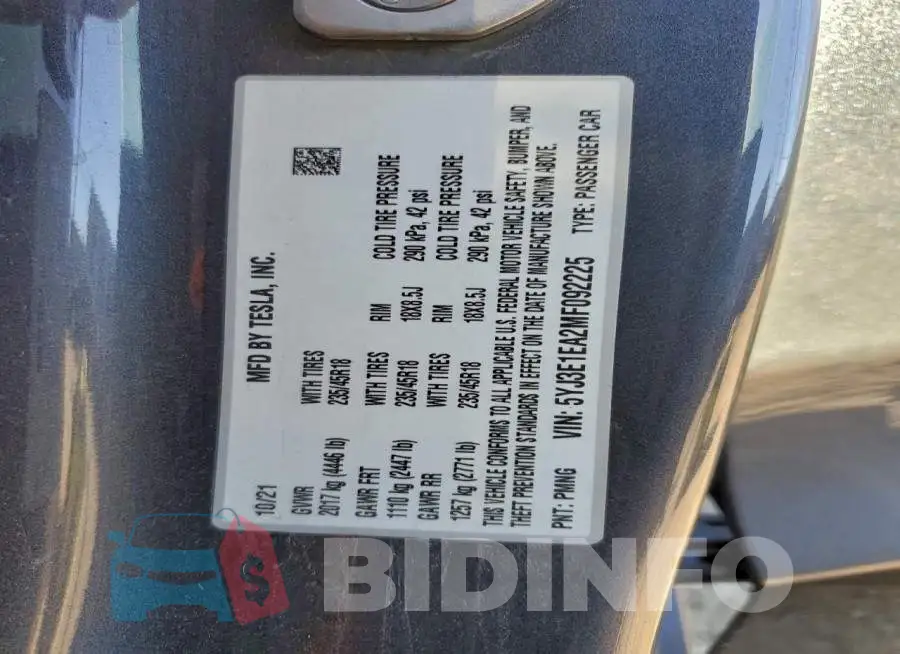 5YJ3E1EA2MF092225 Photo# 13