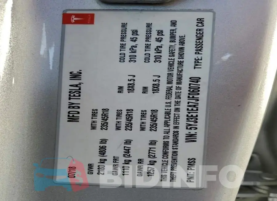 5YJ3E1EA7JF060740 Photo# 13