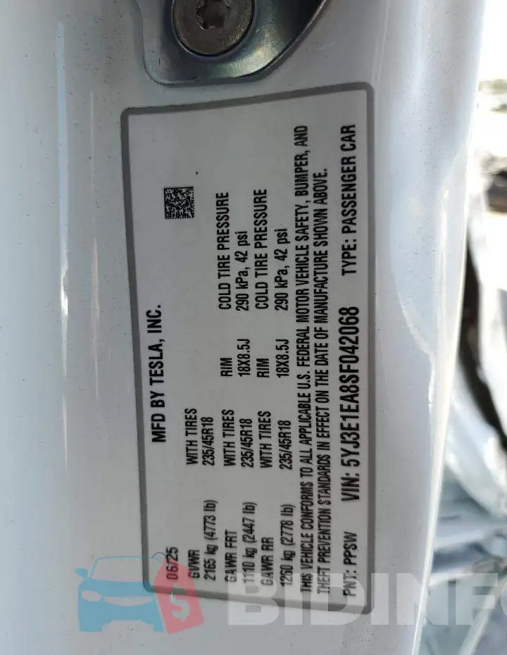 5YJ3E1EA8SF042068 Photo# 12
