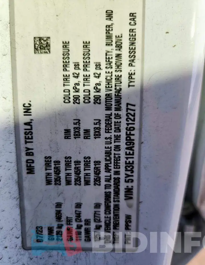 5YJ3E1EA9PF612277 Photo# 12