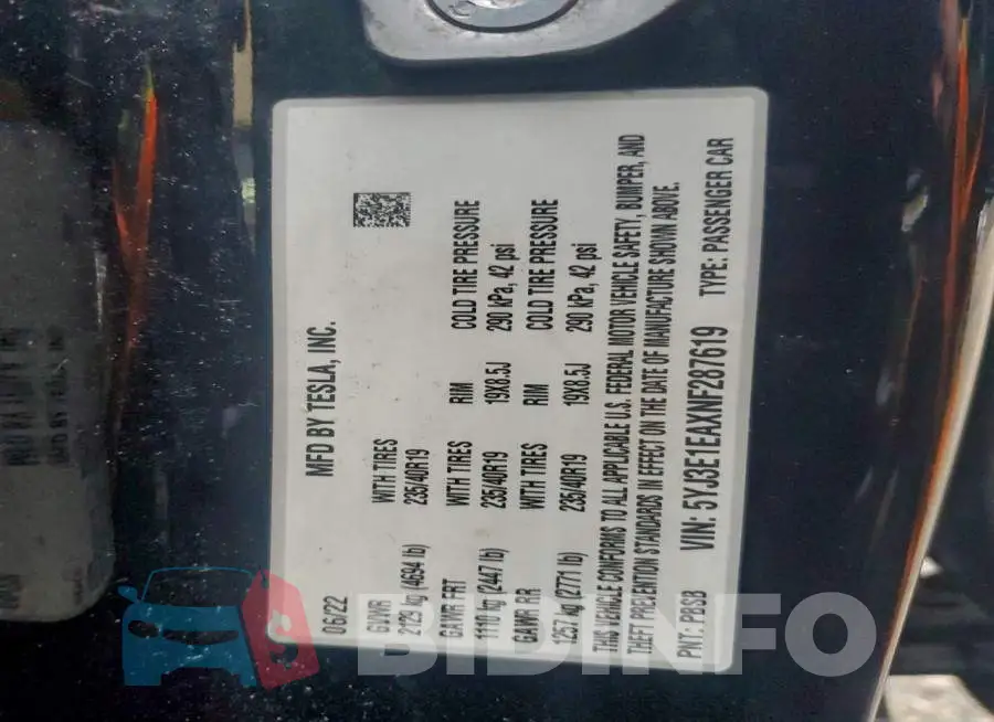 5YJ3E1EAXNF287619 Photo# 13