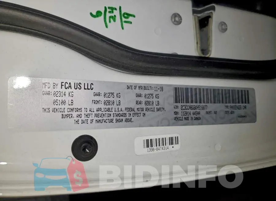 2C3CCABG6KH516077 Photo# 12