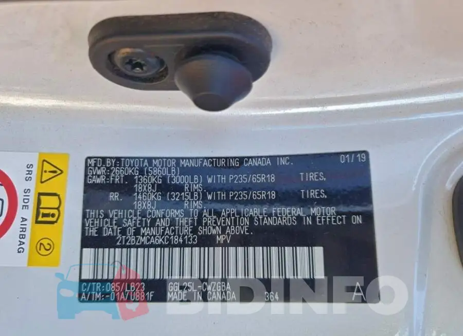2T2BZMCA6KC184133 Photo# 12