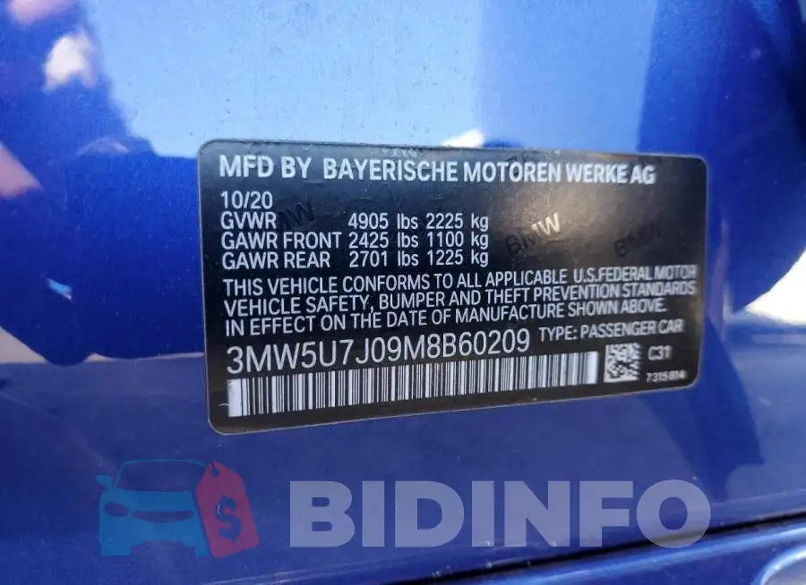 3MW5U7J09M8B60209 Photo# 13