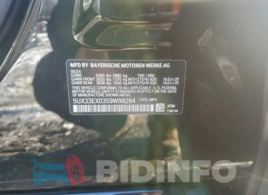 5UX33EX03S9W98284 Photo# 13